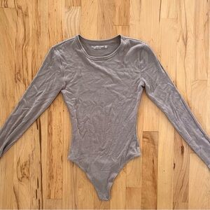 Abercrombie & Fitch Taupe Long Sleeve Bodysuit